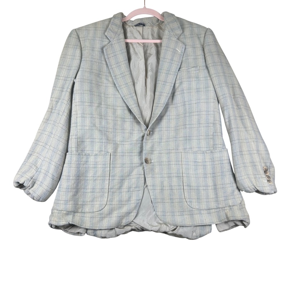 Christian Dior Monsieur Vintage Plaid Blazer France Made Blue Beige Sport Coat